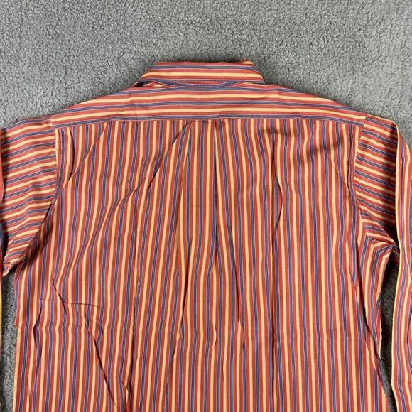 Daniel Cremieux Men's Orange Striped 100% Cotton Long Sleeve Button Up Shirt - Picture 12 of 16